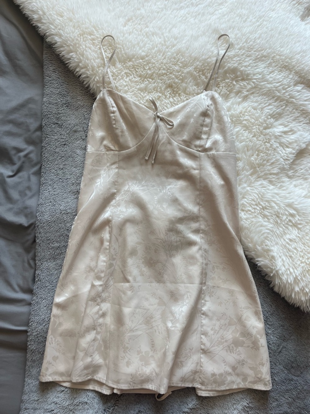 Garage Ivory Satin Floral Slip Dress